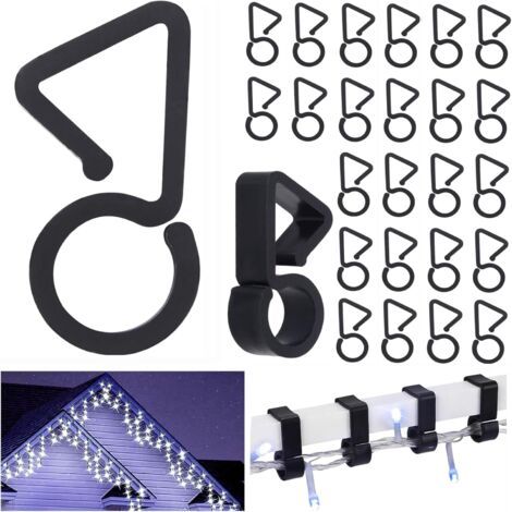 60 Crochets Noirs pour Gouttière pour Fixer des Lumières de Noël en extérieur, idéal pour Accrocher des Guirlandes Lumineuses à Halloween et pour la décoration extérieure de Noël (1/5)