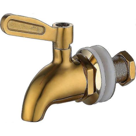 Distributeur d'eau rotatif en acier inoxydable 304 pour jus, bière - Convient également pour le vin, la bière, les jus, les fontaines à boissons et les distributeurs de boissons (doré, 16 mm) (1/4)