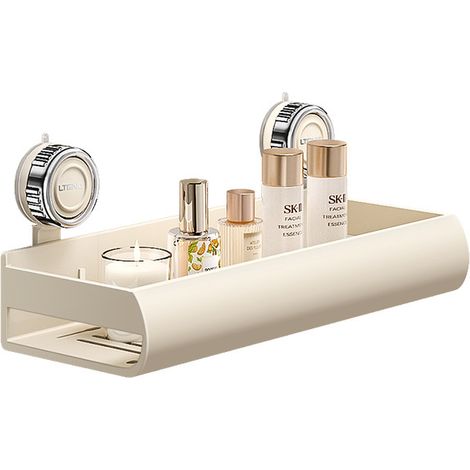 Lot de 2 étagères salle de bain blanc cassé 30cm sans perçage (1/4)