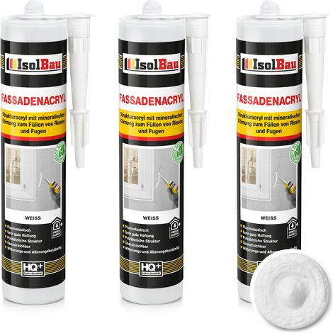 IsolBau Fassadenacryl Weiß Fassadenacryl 3 x 300 ml