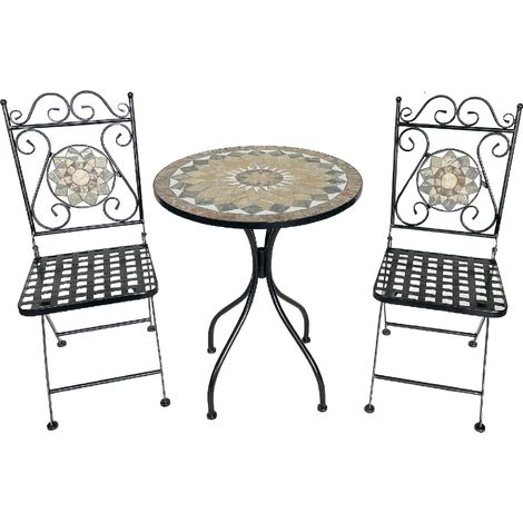 Set Bistrot Tavolino Con 2 Sedie Con Mosaico In Ceramica Per Esterno Terrazzo Giardino Pieghevoli Patio Casa,Bar,Ristoranti,Mobili Giardino