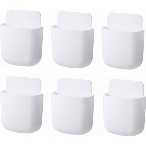 Set di 6 supporti per telecomandi da parete, autoadesivi, senza bisogno di forare, portapenne da parete, caricabatterie per telefono per casa, ufficio e scuola (1/5)
