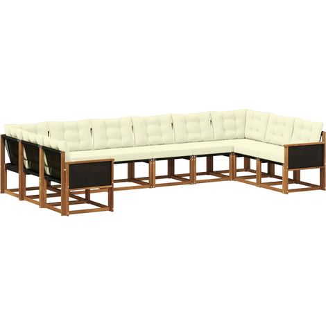 Ensemble de canapés d'extérieur 10 pc Naturel et Crème vidaXL (1/5)
