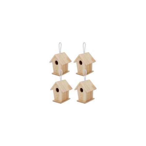Mini maison d'oiseaux suspendue en bois, 4 pièces, Cage de nids, ornement pour jardin et balcon