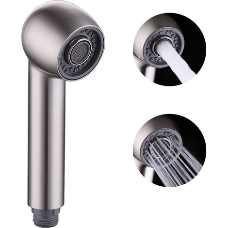 Douchette de rechange pour robinet de cuisine, 2 jets, tête de robinet mélangeur de rechange en nickel brossé (1/5)