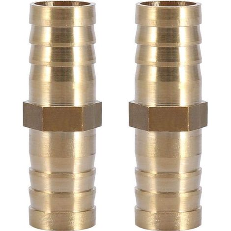 Gerader, geriffelter Messingverbinder – bidirektional – Schlauchadapter – Größen 6 bis 20 mm – 14 mm – 2 Stück