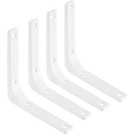 Supports d'étagère en métal blanc – lot de 4, 125 mm – charge admissible élevée – vis incluses (1/5)