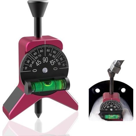 Outil de centrage de tuyauterie - Rouge - Outil de marquage magnétique avec niveau à bulle et poinçon - Aluminium anodisé (1/5)