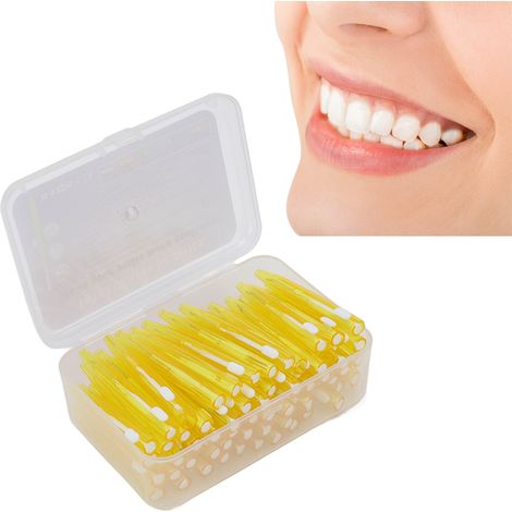 60 Brossettes Interdentaires Fines pour Soins Orthodontiques - Nettoyeur d'Appareil Dentaire Adulte Enfant avec Manche PP Jaune