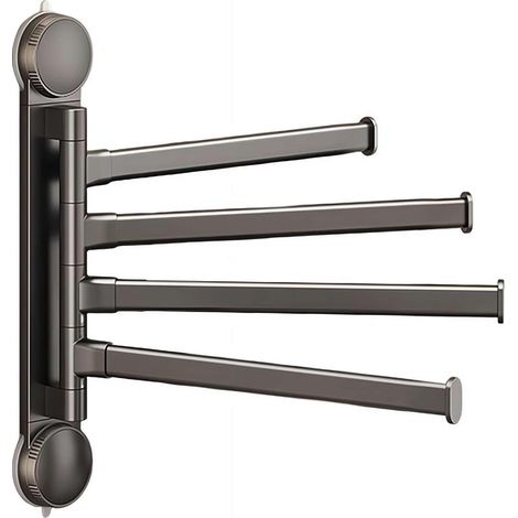 Porte-serviettes mural pivotant à ventouses en aluminium à 4 bras, dur (1/5)