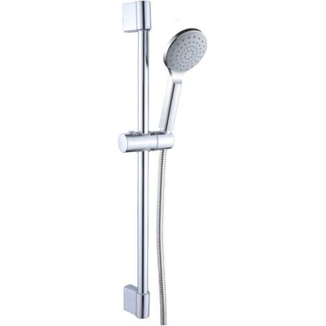 Ensemble de douche, barre de douche avec pommeau de douche, tuyau, support de douchette,Chrome, Argent (1/4)
