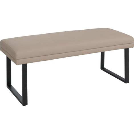 Sitzbank HHG-078, Polsterbank Garderobenbank Esszimmerbank, Metall Kunstleder 120cm beige