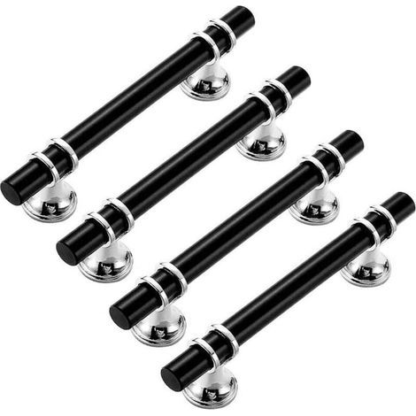 4 Pièces Poignée de Meuble,Poignées Meuble Cuisine Noires,Poignée Bâton de Porte,Cuisine Meuble en Alliage d'Aluminium,pour Placard Tiroir Chambre Meubles (96 MM) (1/5)