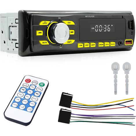 Autoradio Bluetooth 1 Din, radio de voiture avec kit mains libres, autoradio FM avec 2 ports USB, AUX, carte SD, lecteur MP3 (1/5)