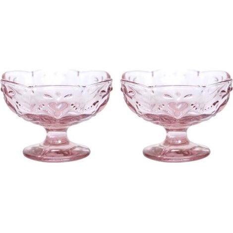 Ensemble de 2 coupes à glace vintage en verre, 140 ml chacune, pour desserts, sorbets, fruits et puddings, hauteur 7 cm (1/5)