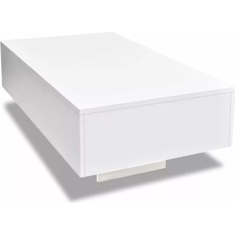 Vidaxl – Table basse rectangulaire blanche brillante – MDF haute qualité – Dimensions 85 x 55 x 31 cm – Facile à nettoyer avec chiffon humide (1/5)