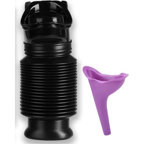 Urinoir portable - 2 Pièces - Camping - Toilettes de camping - Plastique - Réutilisable - Entonnoir à urine - Toilettes de voyage - Unisexe - Urinoir pliable - Urinoir de voiture - 750ML - Violet, noi (1/5)