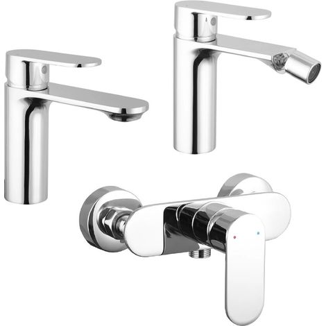 Set miscelatori lavabo bidet senza scarico ed esterno doccia cromato Kerry (1/4)