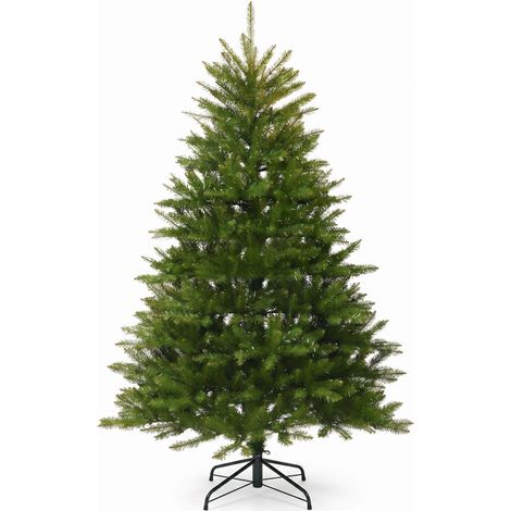 Sapin de Noël Artificiel Nordmann Réaliste en PVC – Ignifuge, Décoration Dense, Facile à Monter avec Socle en Bois Naturel – 7,5 Pieds (1/5)