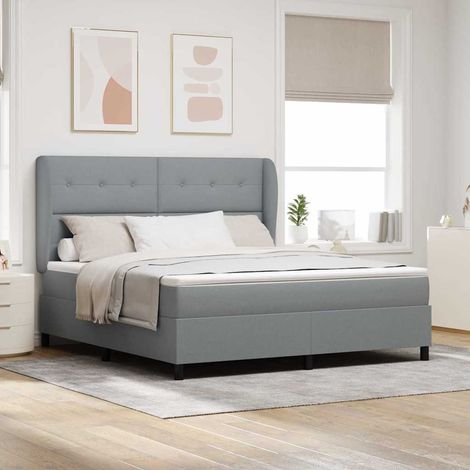 Boxspringbett mit Matratze Hellgrau 180 x 200 cm Stoff (1/5)