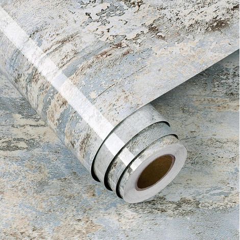 60CM×5M Papier Peint Imitation Bois Gris Bleu Papier Adhesif pour Meuble Cuisine Plan de Travail Bois Vinyle Adhesif Porte de Placard Papier Peint Autocollant Mural Gris et Bleu Salon (1/5)
