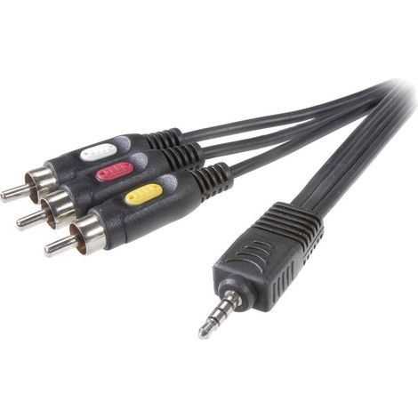 Câble de raccordement SpeaKa Professional SP-7869876 [1x Jack mâle 3.5 mm - 3x Cinch-RCA mâle] 2 m noir (1/4)