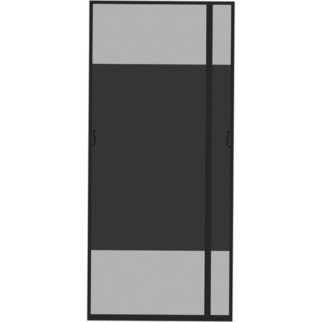 Moustiquaire magnétique noire avec ouverture à droite — rideau occultant en polyester avec fermeture Velcro intégrale et aimants sans perçage (1/5)