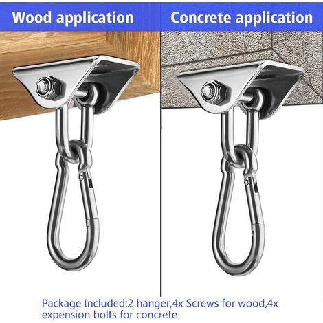 SUS304 Acier Inoxydable Lourds Crochet De Plafond - Crochets De Suspension - 4 Vis De Fixation Pour Béton Bois Ensembles - Yoga, Hamac, Chaise (1/5)