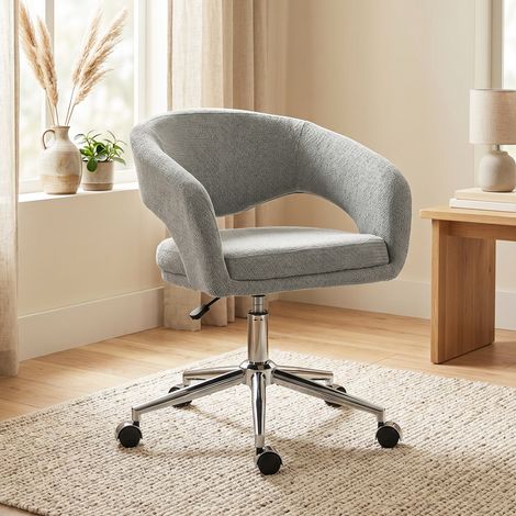 Chaise Bureau Ergonomique, Fauteuil de Bureau en Chenille avec Hauteur Réglable, Dossier Incurvé, Gris (1/5)
