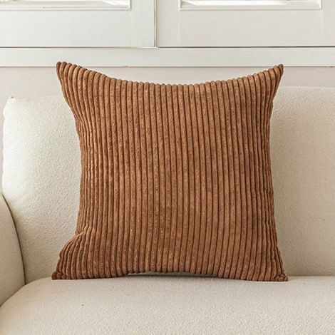 Housse De Coussin - Velours Côtelé - 40 X 40 Cm - Pour Canapé Fauteuil Chambre - Lot De 2 - Marron Clair (1/4)