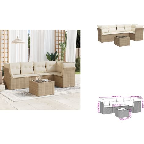 Salon de jardin avec coussins 6 pcs beige résine tressée - Ensemble Salon De Jardin - Mobilier De Jardin - Meubles De Jardin - Salon De Jardin Design - Set Salon De Jardin (1/3)
