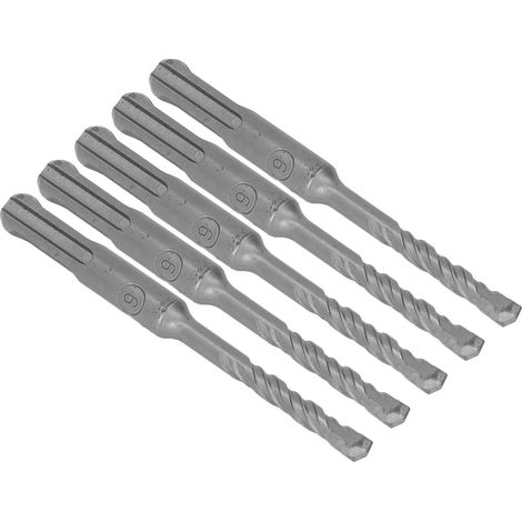 Lot de 5 forets à percussion à pointe carbure cémentée, 2 goujures, pour brique et pierre, diamètre d'ouverture 110 mm (6 mm / 0,24 po). (1/5)