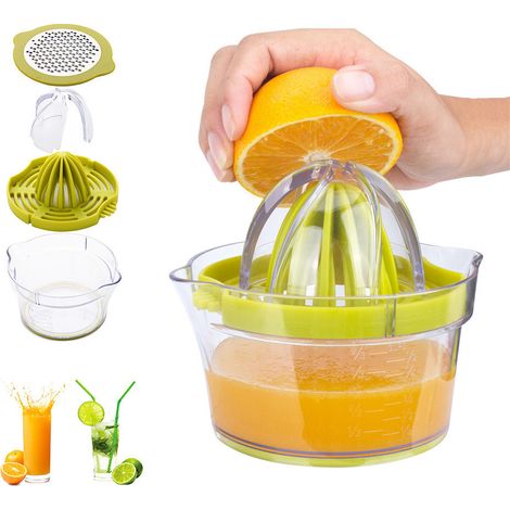 BEBUSINGOTO Manuelle Zitruspresse – Spülmaschinenfest – Multifunktional – Zitrus- und Limettenpresse – Handbetriebene Fruchtpresse mit Messbehälter – 400 ml