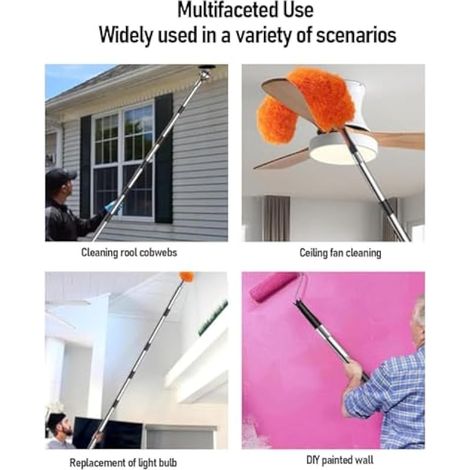 Poteau d'extension de Rouleau à Peinture de 4 Mètres de Longueur Réglable, Poignée Télescopique en Acier Inoxydable à 10 Sections avec Poignée Antidérapante pour Projets de Bricolage, Travaux (1/3)