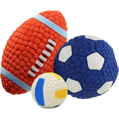 Balle à mâcher couinante en latex souple pour chiens de petite, moyenne et grande taille - Résistante à l'usure (lot de 3) (1/4)