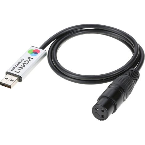 Lixada USB-zu-DMX-Schnittstellenadapter LED DMX512 Computer-PC-Bühnenbeleuchtungssteuerung Dimmer