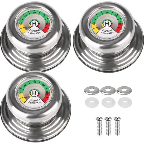 Poignée De Couvercle - Thermomètre Intégré - Pour Casserole Avec Filetage De 5 Mm - En Acier Inoxydable - Lot De 3 Pièces