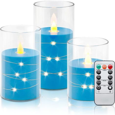 (3 bleues) Bougies LED sans flamme, adaptées pour Noël, Halloween, les mariages et pour créer une ambiance. (1/3)