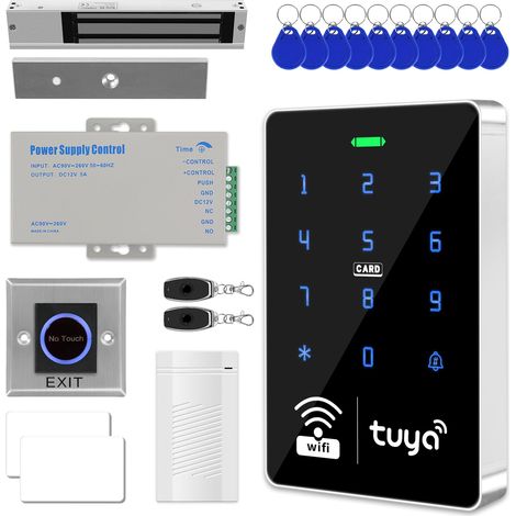 Système de contrôle d'accès et sécurité Smart Home Secure : contrôleur étanche IP68, Alimentation CC, Sonnette, Interrupteur, Cartes, Serrure magnétique 280 kg. Sécurité Domestique fiable. (1/5)