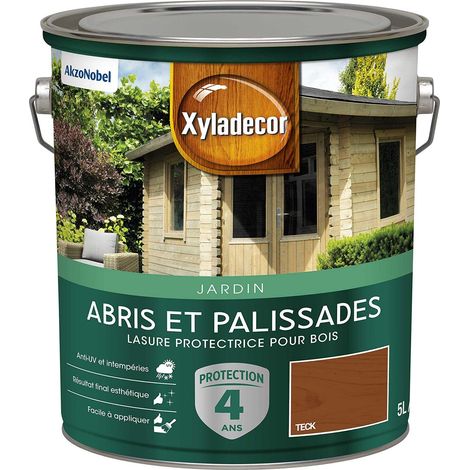 Lasure Protectrice pour Bois Extérieur Jardin - Abris, Palissades, Espaliers, Kiosques, Barrières - Teck - Quantité : 5 L (1/5)