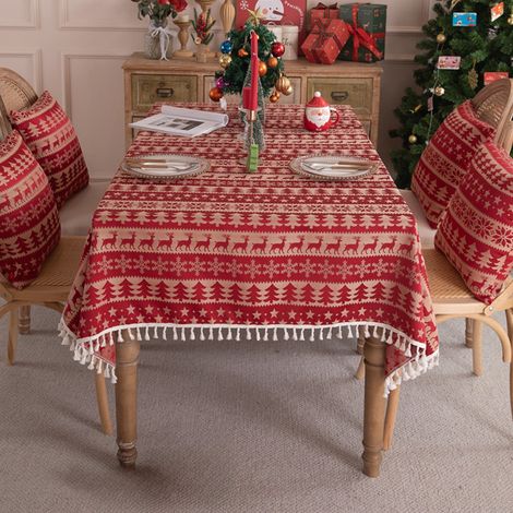 Nappe De Table De Noël - 140 x 200 cm - 100 % Polyester - Pour Salle À Manger Ou Café - 1 Pièce