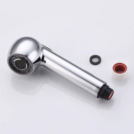 Douchette Robinet Cuisine 2 Jets Tête de Douche Remplacement Douchette pour Mitigeur Cuisine, Chromé (1/5)