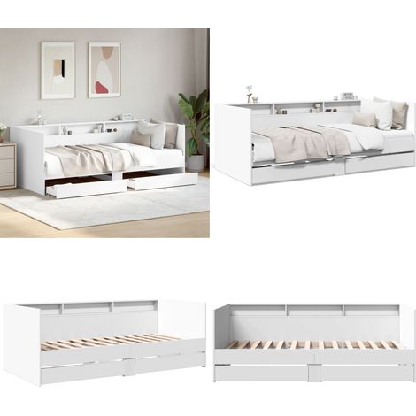 Tagesbett mit Schubladen ohne Matratze Weiß 90x200 cm - Schlafsofa - Gästebett