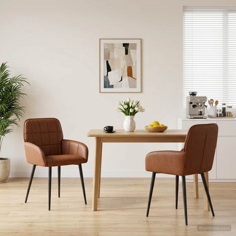 vidaXL Chaises de salle à manger 2 pcs Simili cuir Marron (1/5)