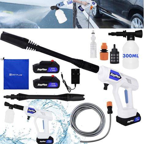 Cordless Pressure Cleaner Portable Pressure Washer Lightweight Cordless Jet Wash Car Washer with 1.5Ah Battery Foam Generator Nozzle Water Pump 5M Hose (21V(2x1.5Ah Battery)) (1/5)