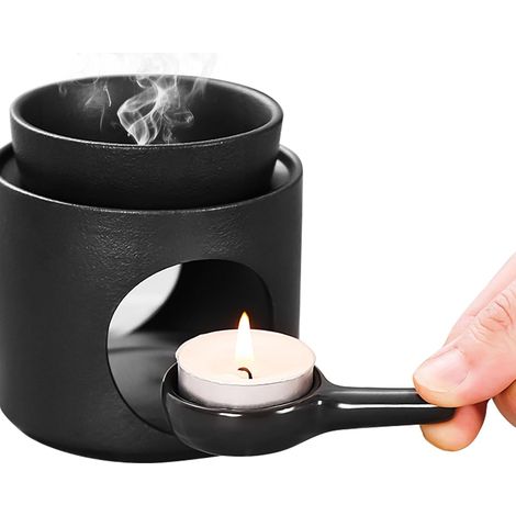 Lampe parfumée pour huiles essentielles, lampe aromatique en céramique avec porte-bougie chauffe-plat, chauffe-encens, huile parfumée et diffuseur de cire parfumée, chauffe-huile (1/5)