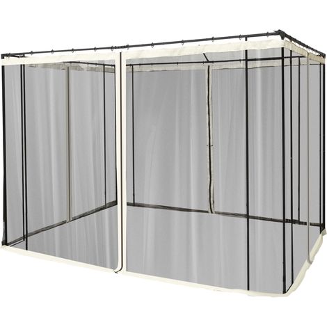 Moskitonetz für 3x3 Pavillon 4 Seitenteile Fliegennetz mit Haken Reißverschluss Mückennetz Insektenschutz Fliegengitter Nylon-Mesh Schwarz
