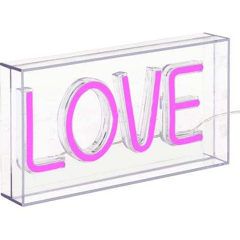 Lampe Néon LED à Poser "Love" 23cm Rose (1/5)