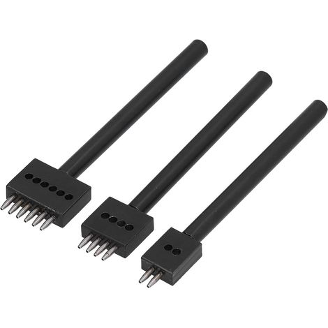 Leather Punching Tool Kit, 3 Pieces, 2/4/6 Prongs, 4/5/6mm Spacing, Carbon Steel, Leather Craft Tools for Belts, Wallets, Bags, Quick and (1/5)