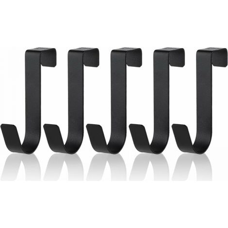 Paquete de 5 ganchos impermeables de acero inoxidable para toallas de ducha, aptos para baños, puertas de vidrio sin marco, color negro mate. (1/5)